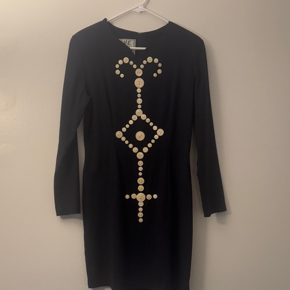 Sue Wong Dresses & Skirts - Sue Wong Black Long Sleeve Dress with Ivory Button Embellishment